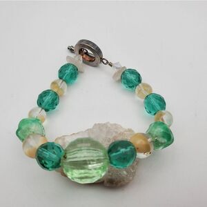 Sterling silver aqua green abyss bracelet B1425